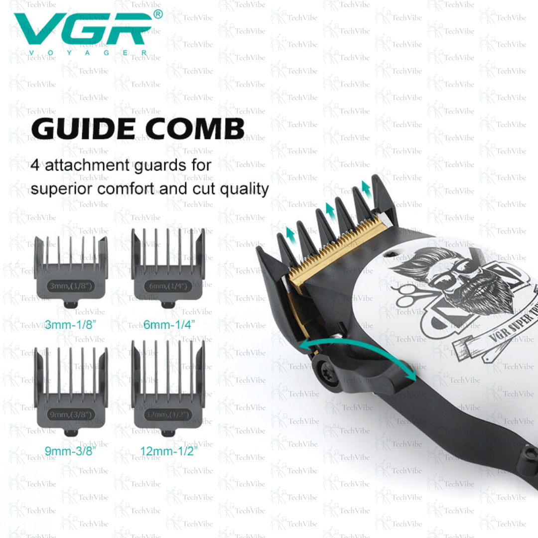 VGR Salon Series Professional Digital Display Cordless Hair Clipper With Taper Lever Hair Cutter Kit Grooming - TechVibe