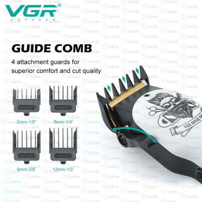 VGR Salon Series Professional Digital Display Cordless Hair Clipper With Taper Lever Hair Cutter Kit Grooming - TechVibe