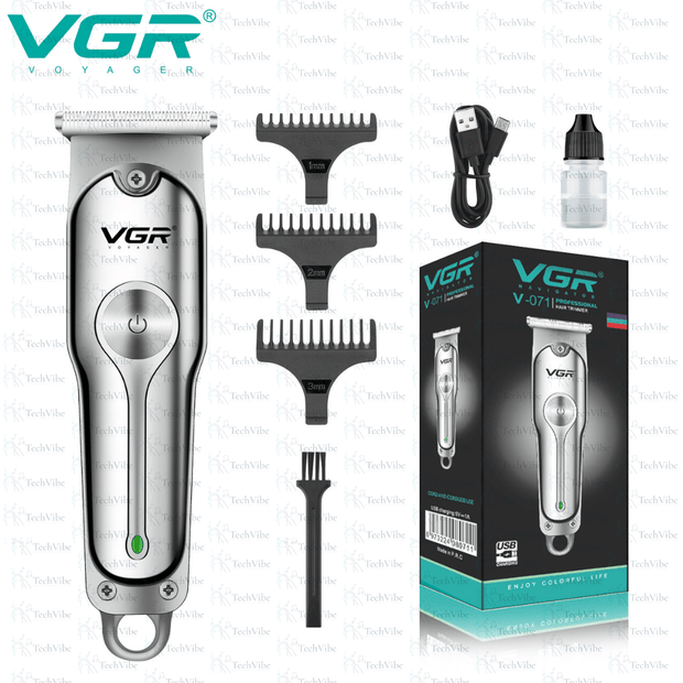 VGR Turbo Speed Dual Speed Zero Adjustable Cordless Professional Rechargeable Hair Trimmer Metal Barber - TechVibe