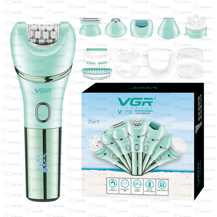 VGR Waterproof 7 In 1 Ladies Care Kit Hair Removal Kit Facial Massage Kit Epilator - TechVibe