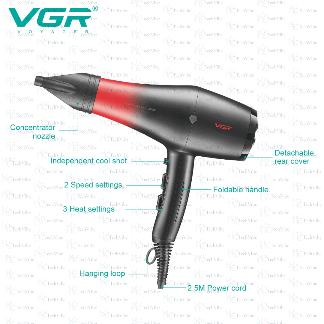 VGR Women'S 2200 - 2600W Electric Professional Hair Dryer, Powerful - TechVibe